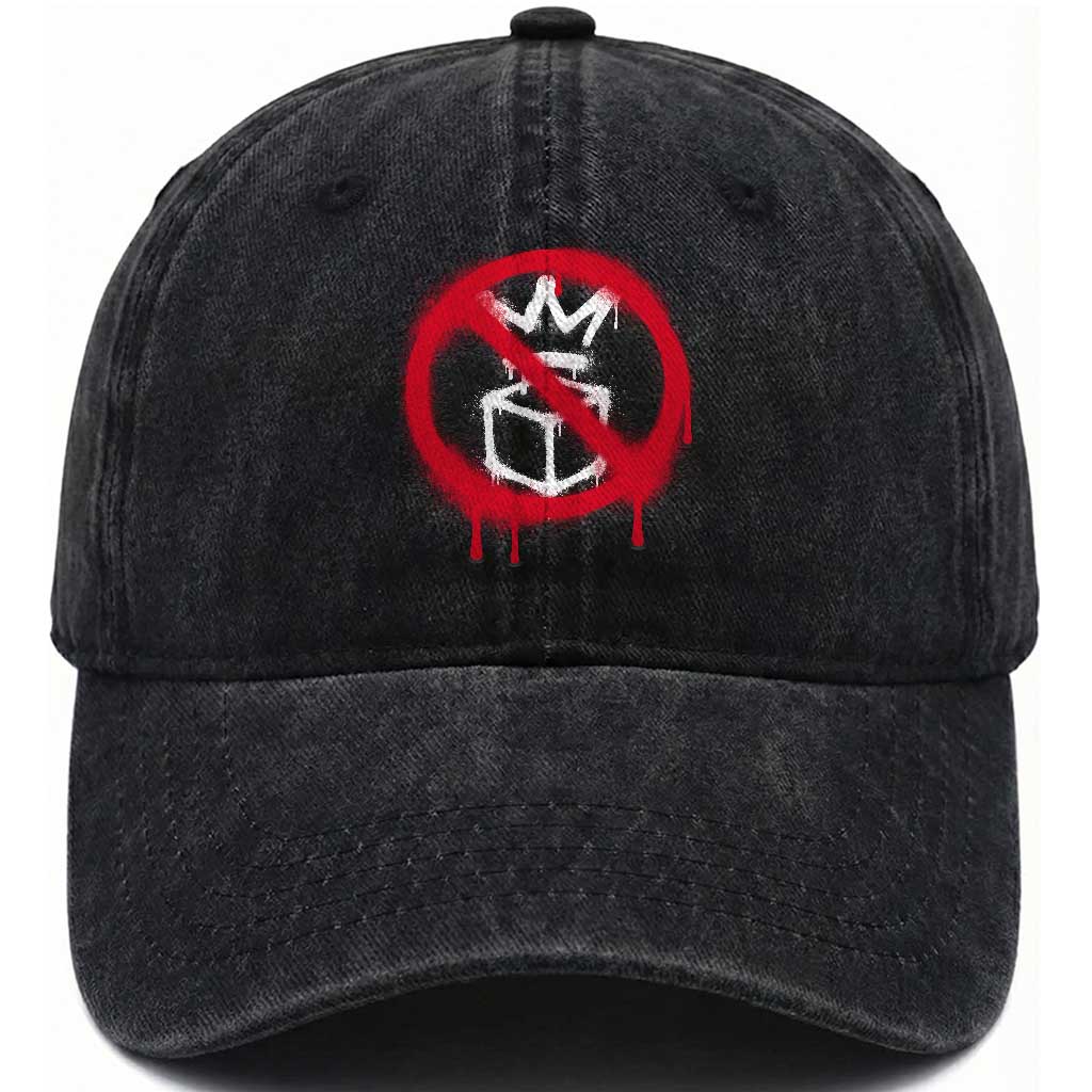 No Kings No Ice Protest Washed Cotton Baseball Cap Vintage Political Stop Sign Graffiti Graphic TS11 Print Your Wear
