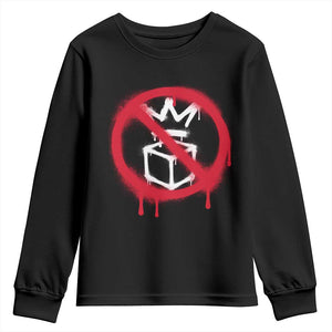 No Kings No Ice Protest Youth Sweatshirt Vintage Political Stop Sign Graffiti Graphic TS11 Black Print Your Wear