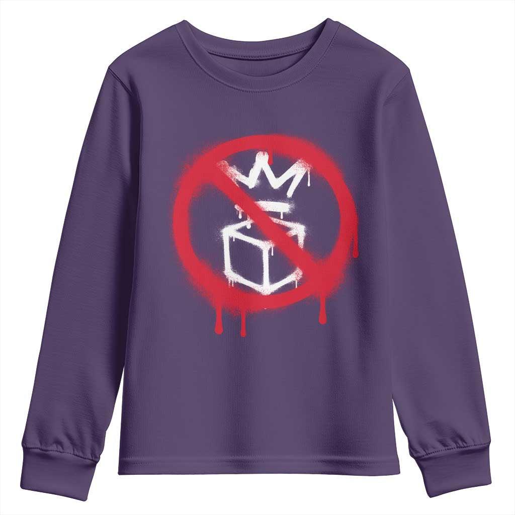 No Kings No Ice Protest Youth Sweatshirt Vintage Political Stop Sign Graffiti Graphic TS11 Purple Print Your Wear