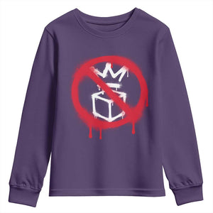 No Kings No Ice Protest Youth Sweatshirt Vintage Political Stop Sign Graffiti Graphic TS11 Purple Print Your Wear
