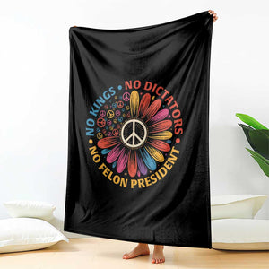 No Kings No Dictators No Felon Presidents Throw Blanket Retro Flower Peace Sign TS11 Print Your Wear