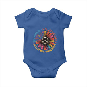 No Kings No Dictators No Felon Presidents Baby Onesie Retro Flower Peace Sign TS11 Royal Blue Print Your Wear