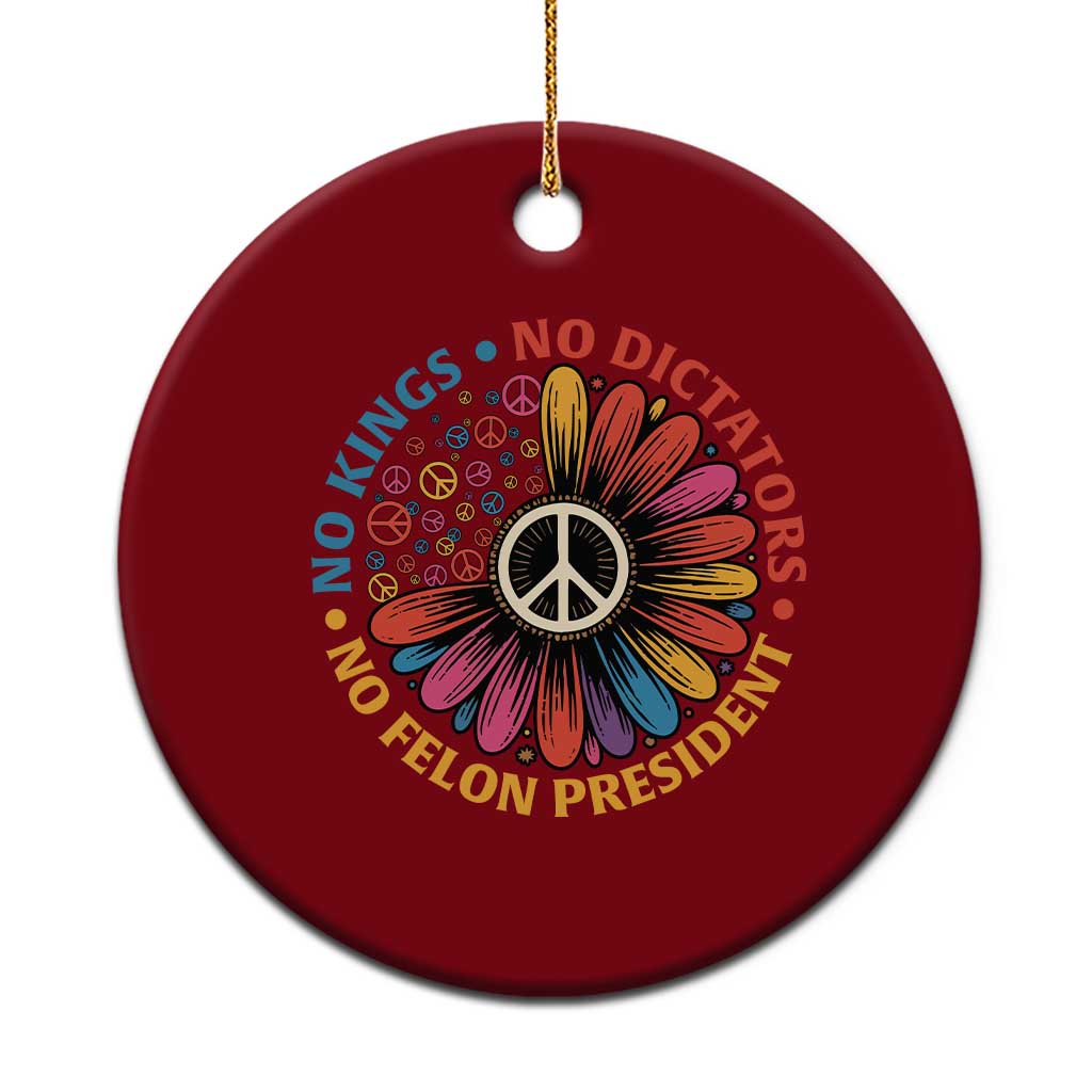 No Kings No Dictators No Felon Presidents Ceramic Ornament Retro Flower Peace Sign TS11 1pc Red Print Your Wear