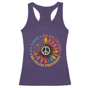 No Kings No Dictators No Felon Presidents Racerback Tank Top Retro Flower Peace Sign TS11 Purple Print Your Wear