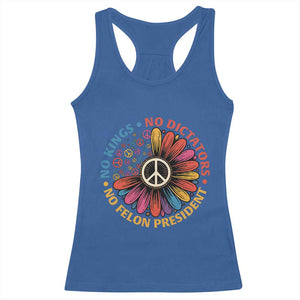 No Kings No Dictators No Felon Presidents Racerback Tank Top Retro Flower Peace Sign TS11 Royal Blue Print Your Wear
