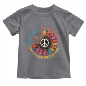 No Kings No Dictators No Felon Presidents Toddler T Shirt Retro Flower Peace Sign TS11 Charcoal Print Your Wear