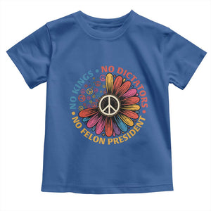 No Kings No Dictators No Felon Presidents Toddler T Shirt Retro Flower Peace Sign TS11 Royal Blue Print Your Wear