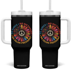 No Kings No Dictators No Felon Presidents Tumbler With Handle Retro Flower Peace Sign TS11 One Size: 40 oz Black Print Your Wear