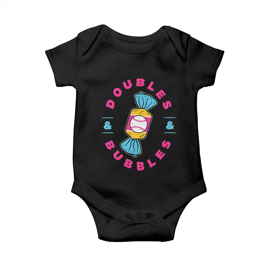 Doubles and Bubbles Baseball Candy Gum Baby Onesie TS11 Black Print Your Wear