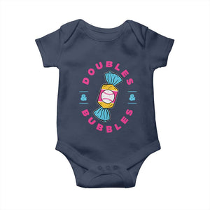 Doubles and Bubbles Baseball Candy Gum Baby Onesie TS11 Navy Print Your Wear