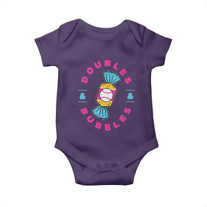 Doubles and Bubbles Baseball Candy Gum Baby Onesie TS11 Purple Print Your Wear