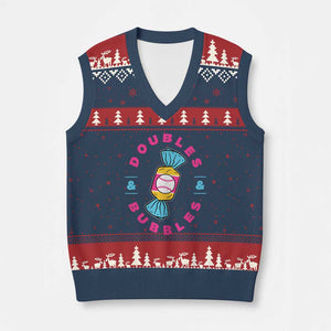 Doubles and Bubbles Baseball Candy Gum V-Neck Knit Sweater Vest TS11 Navy Red Print Your Wear