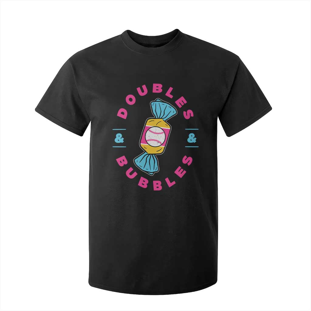 Doubles and Bubbles Baseball Candy Gum T Shirt For Kid TS11 Black Print Your Wear