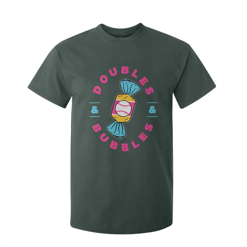 Doubles and Bubbles Baseball Candy Gum T Shirt For Kid TS11 Dark Forest Green Print Your Wear