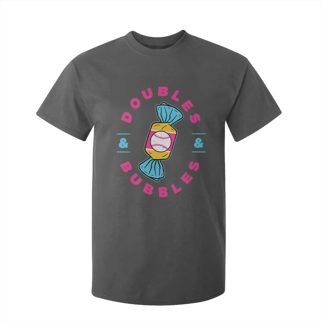 Doubles and Bubbles Baseball Candy Gum T Shirt For Kid TS11 Dark Heather Print Your Wear