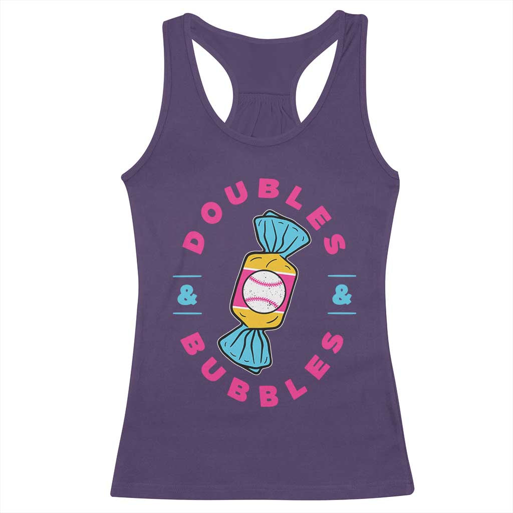 Doubles and Bubbles Baseball Candy Gum Racerback Tank Top TS11 Purple Print Your Wear