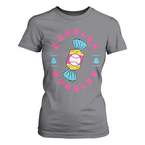 Doubles and Bubbles Baseball Candy Gum T Shirt For Women TS11 Charcoal Print Your Wear