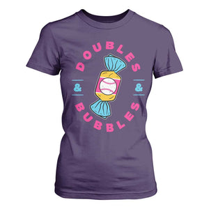 Doubles and Bubbles Baseball Candy Gum T Shirt For Women TS11 Purple Print Your Wear