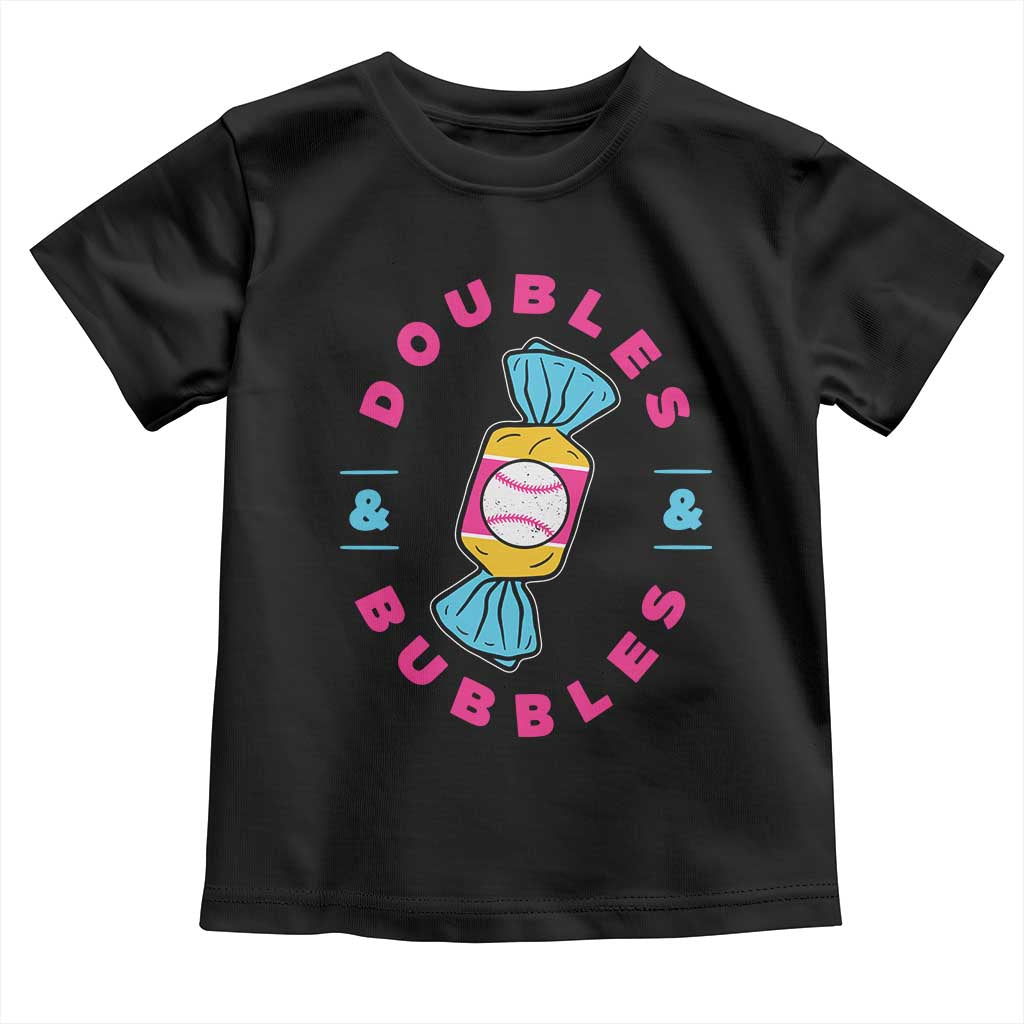 Doubles and Bubbles Baseball Candy Gum Toddler T Shirt TS11 Black Print Your Wear