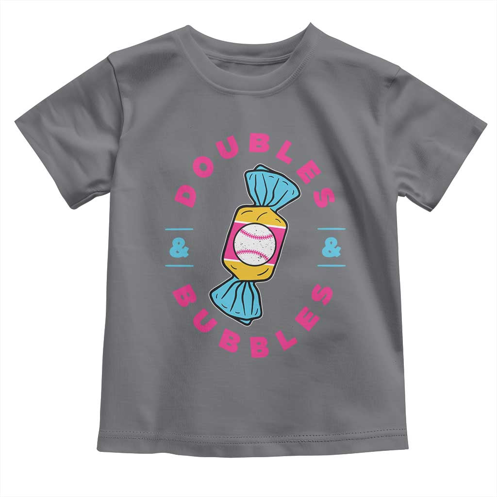 Doubles and Bubbles Baseball Candy Gum Toddler T Shirt TS11 Charcoal Print Your Wear