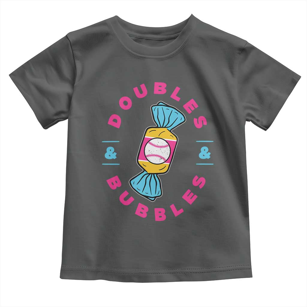 Doubles and Bubbles Baseball Candy Gum Toddler T Shirt TS11 Dark Heather Print Your Wear