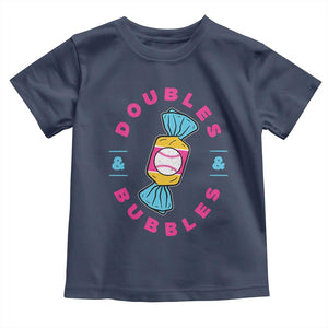 Doubles and Bubbles Baseball Candy Gum Toddler T Shirt TS11 Navy Print Your Wear