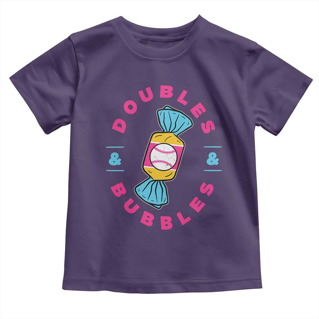 Doubles and Bubbles Baseball Candy Gum Toddler T Shirt TS11 Purple Print Your Wear