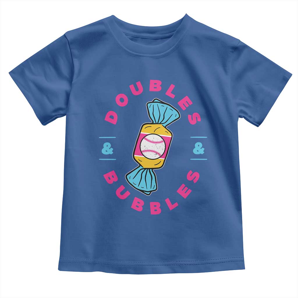 Doubles and Bubbles Baseball Candy Gum Toddler T Shirt TS11 Royal Blue Print Your Wear