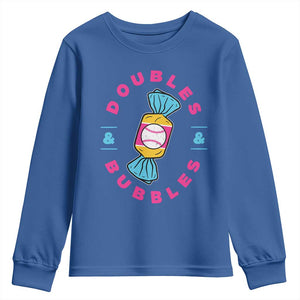 Doubles and Bubbles Baseball Candy Gum Youth Sweatshirt TS11 Royal Blue Print Your Wear