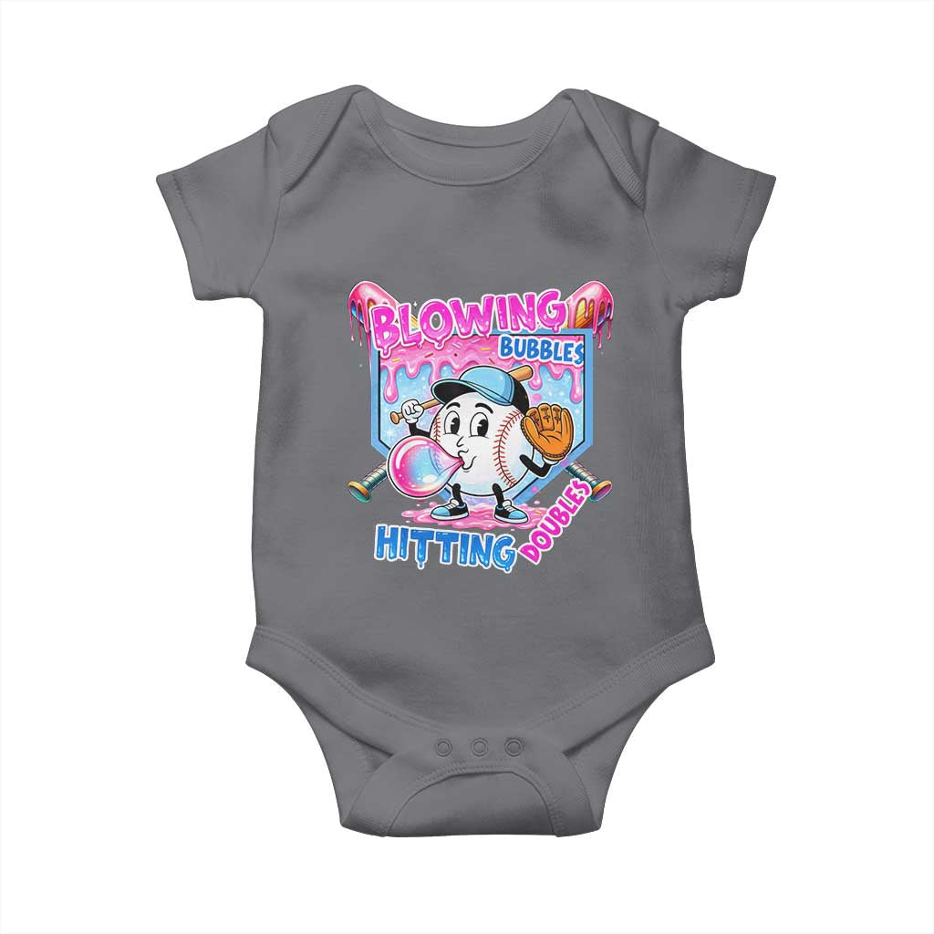 Baseball Blowing Bubbles Hitting Doubles Baby Onesie Sports Bubble Gum Lover TS11 Charcoal Print Your Wear