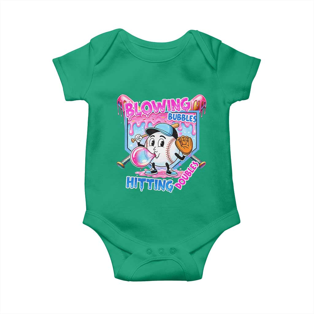Baseball Blowing Bubbles Hitting Doubles Baby Onesie Sports Bubble Gum Lover TS11 Irish Green Print Your Wear