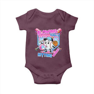 Baseball Blowing Bubbles Hitting Doubles Baby Onesie Sports Bubble Gum Lover TS11 Maroon Print Your Wear