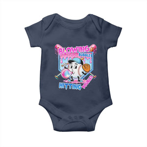 Baseball Blowing Bubbles Hitting Doubles Baby Onesie Sports Bubble Gum Lover TS11 Navy Print Your Wear