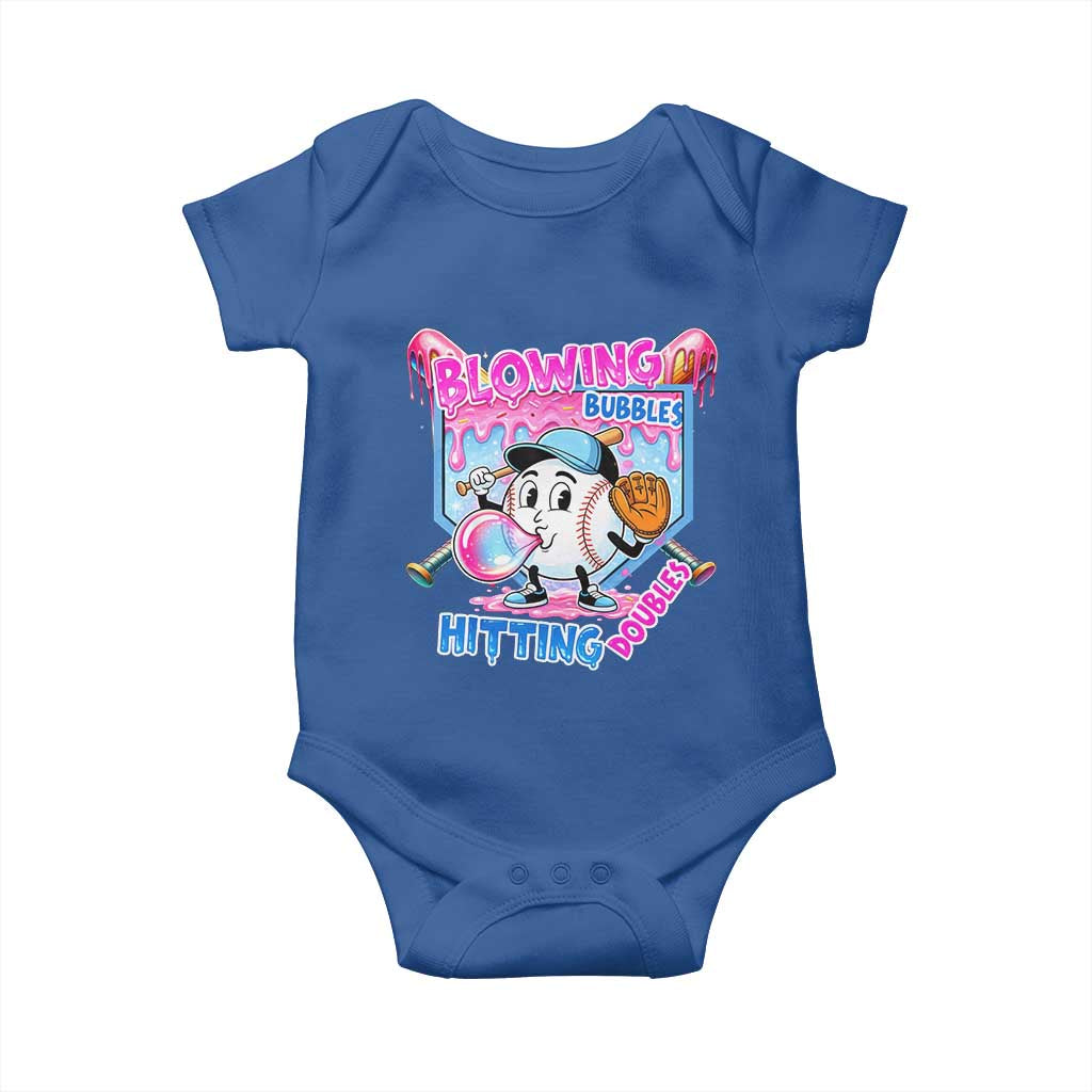 Baseball Blowing Bubbles Hitting Doubles Baby Onesie Sports Bubble Gum Lover TS11 Royal Blue Print Your Wear