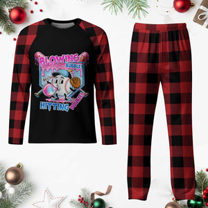 Baseball Blowing Bubbles Hitting Doubles Plaid Pajama Set Sports Bubble Gum Lover TS11 Buffalo Plaid Print Your Wear