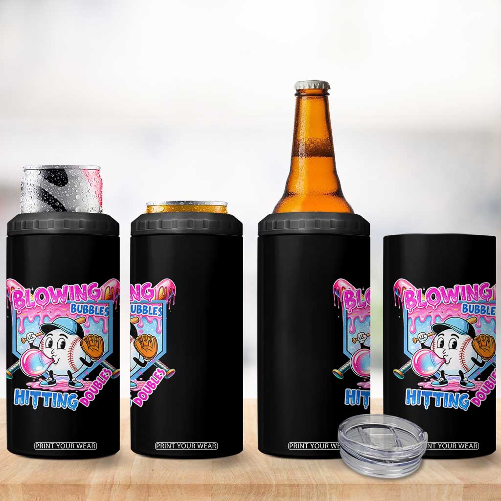 Baseball Blowing Bubbles Hitting Doubles 4 in 1 Can Cooler Tumbler Sports Bubble Gum Lover TS11 Print Your Wear