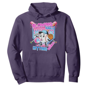 Baseball Blowing Bubbles Hitting Doubles Hoodie Sports Bubble Gum Lover TS11 Purple Print Your Wear