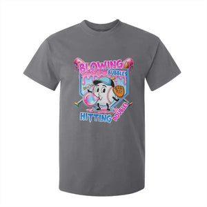 Baseball Blowing Bubbles Hitting Doubles T Shirt For Kid Sports Bubble Gum Lover TS11 Charcoal Print Your Wear