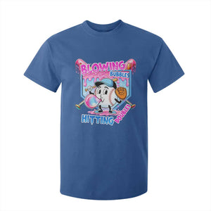 Baseball Blowing Bubbles Hitting Doubles T Shirt For Kid Sports Bubble Gum Lover TS11 Royal Blue Print Your Wear