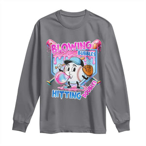 Baseball Blowing Bubbles Hitting Doubles Long Sleeve Shirt Sports Bubble Gum Lover TS11 Charcoal Print Your Wear