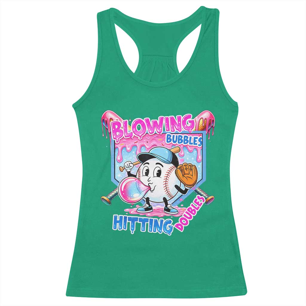 Baseball Blowing Bubbles Hitting Doubles Racerback Tank Top Sports Bubble Gum Lover TS11 Irish Green Print Your Wear
