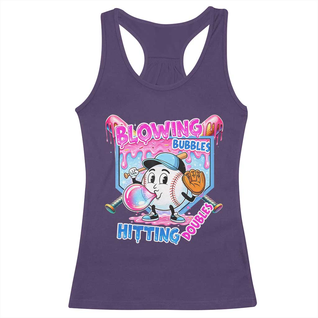 Baseball Blowing Bubbles Hitting Doubles Racerback Tank Top Sports Bubble Gum Lover TS11 Purple Print Your Wear
