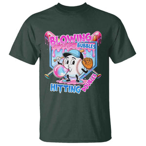 Baseball Blowing Bubbles Hitting Doubles T Shirt Sports Bubble Gum Lover TS11 Dark Forest Green Print Your Wear