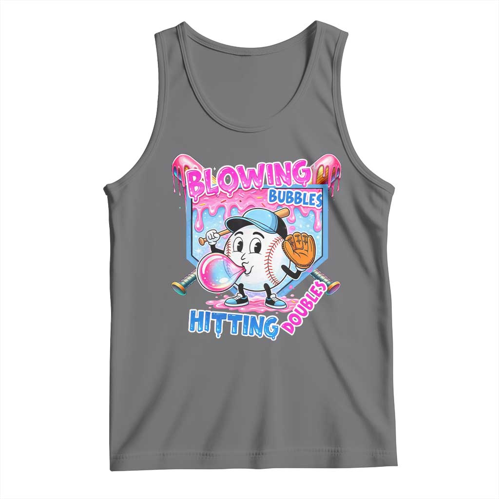 Baseball Blowing Bubbles Hitting Doubles Tank Top Sports Bubble Gum Lover TS11 Black Heather Print Your Wear