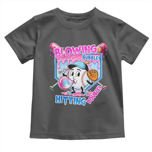 Baseball Blowing Bubbles Hitting Doubles Toddler T Shirt Sports Bubble Gum Lover TS11 Dark Heather Print Your Wear
