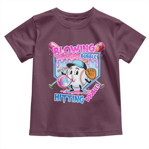 Baseball Blowing Bubbles Hitting Doubles Toddler T Shirt Sports Bubble Gum Lover TS11 Maroon Print Your Wear