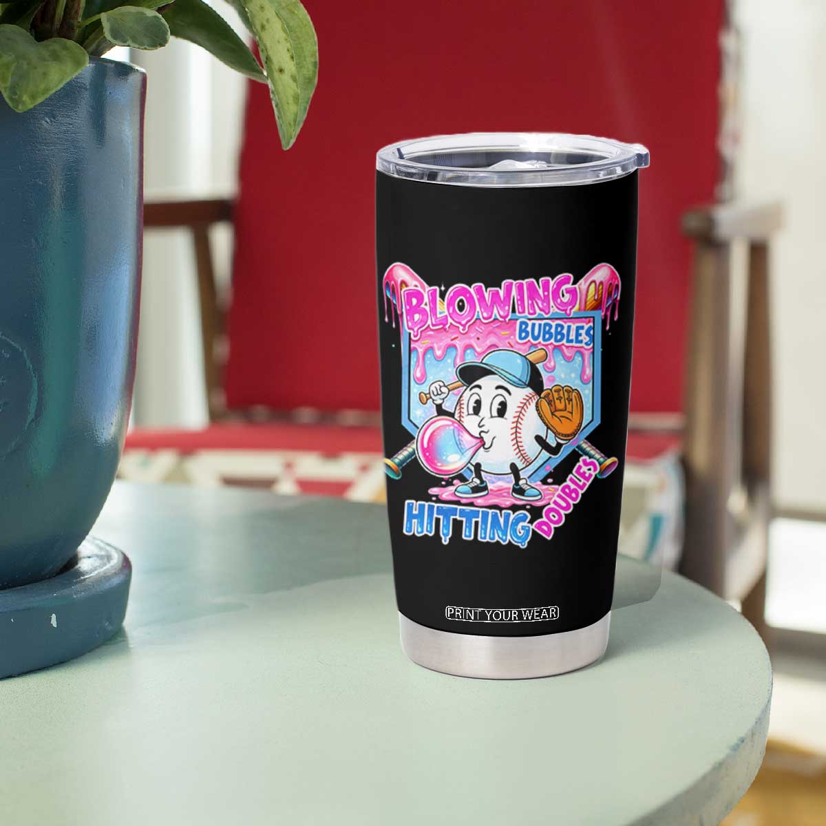 Baseball Blowing Bubbles Hitting Doubles Tumbler Cup Sports Bubble Gum Lover TS11 Print Your Wear