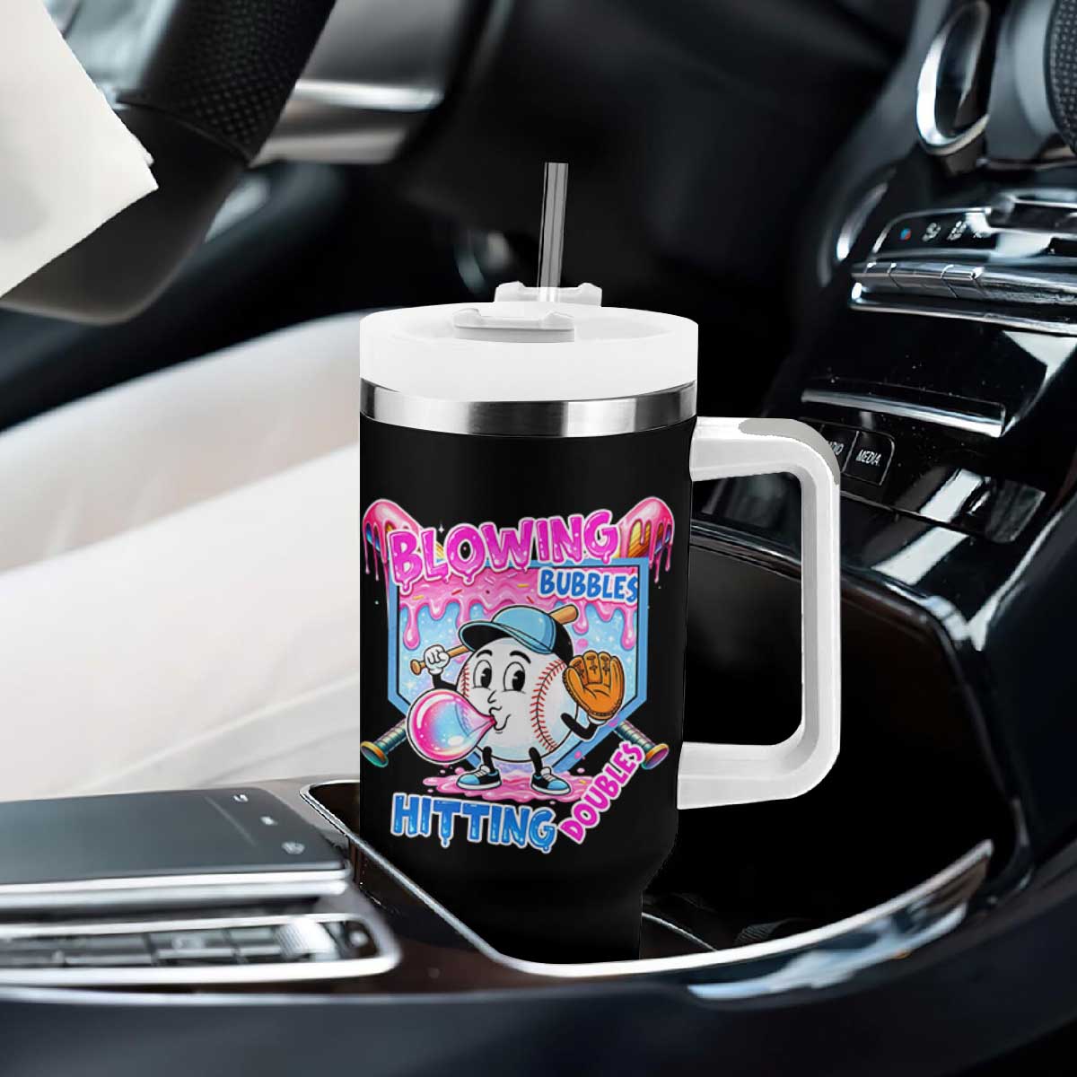 Baseball Blowing Bubbles Hitting Doubles Tumbler With Handle Sports Bubble Gum Lover TS11 Print Your Wear