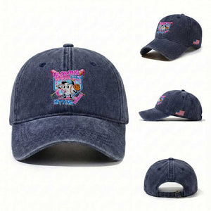 Baseball Blowing Bubbles Hitting Doubles Washed Cotton Baseball Cap Sports Bubble Gum Lover TS11 Washed Cap Universal Fit Navy Print Your Wear
