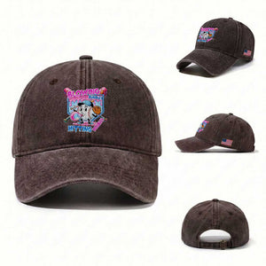 Baseball Blowing Bubbles Hitting Doubles Washed Cotton Baseball Cap Sports Bubble Gum Lover TS11 Washed Cap Universal Fit Dark Brown Print Your Wear